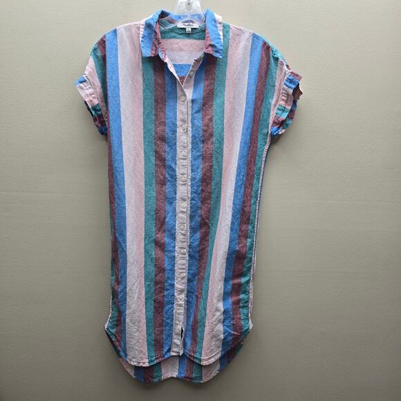 Madewell Dresses & Skirts - Madewell Central Flagstaff Striped Linen Blend Shirt Dress Multicolor Size Small